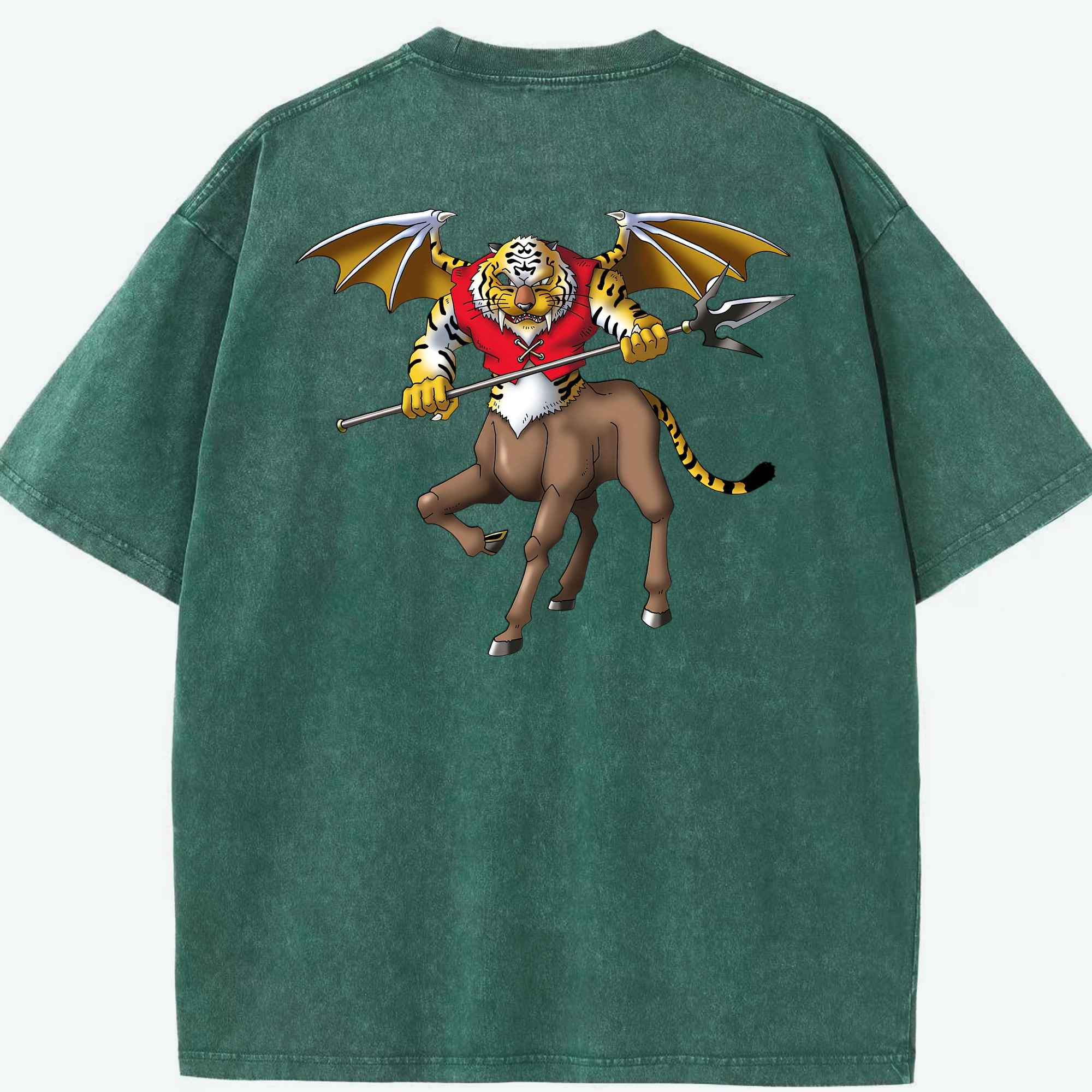 （画像用） ドラゴンクエスト Doragon Kuesuto Dragon Quest 綿100% ヴィンテージ風 半袖Tシャツ（背面プリント）